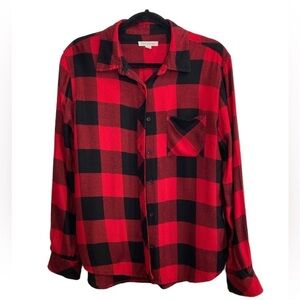 Beachlunchlounge red & black check plaid flannel button up shirt jacket shacket